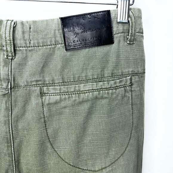 One Teaspoon Green Button Fly Pants Size 26 Raw Hem Neutral Minimalist Basic - Picture 6 of 12